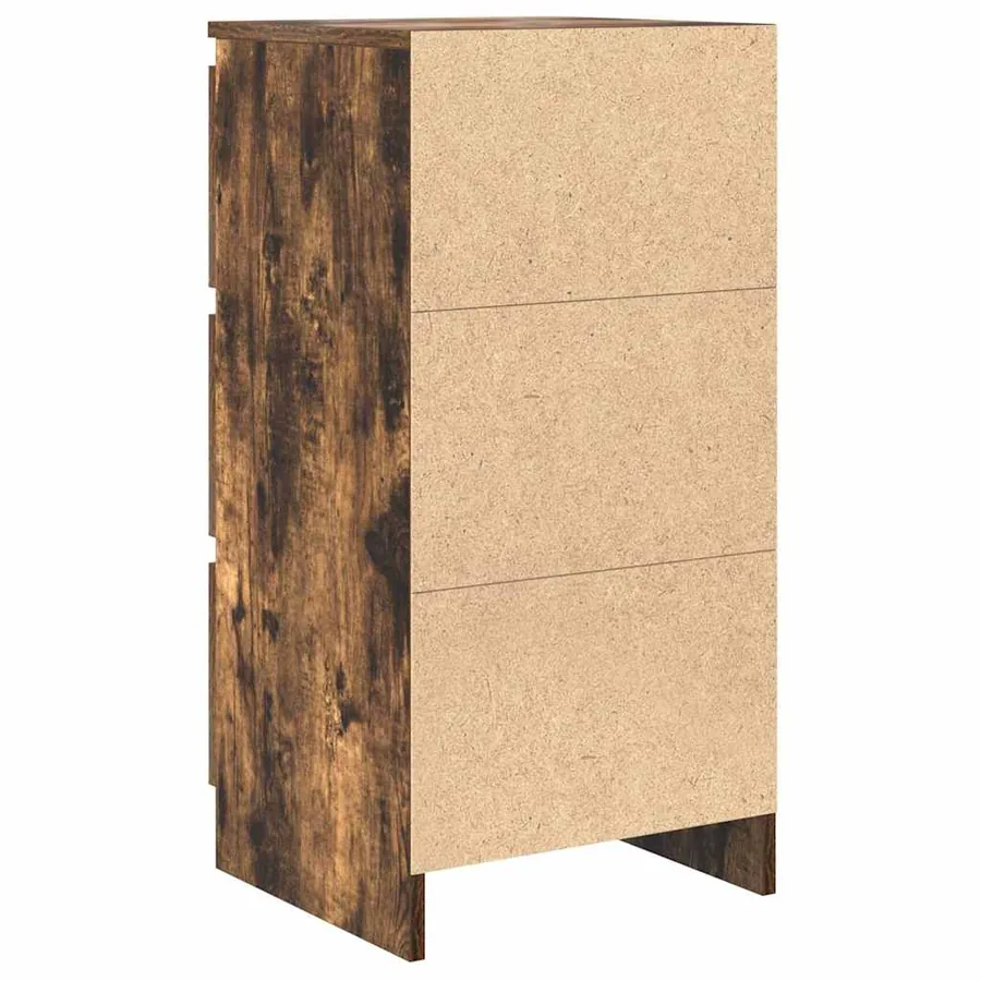Buffet chêne fumé 37,5x35x76 cm bois d'ingénierie - 8