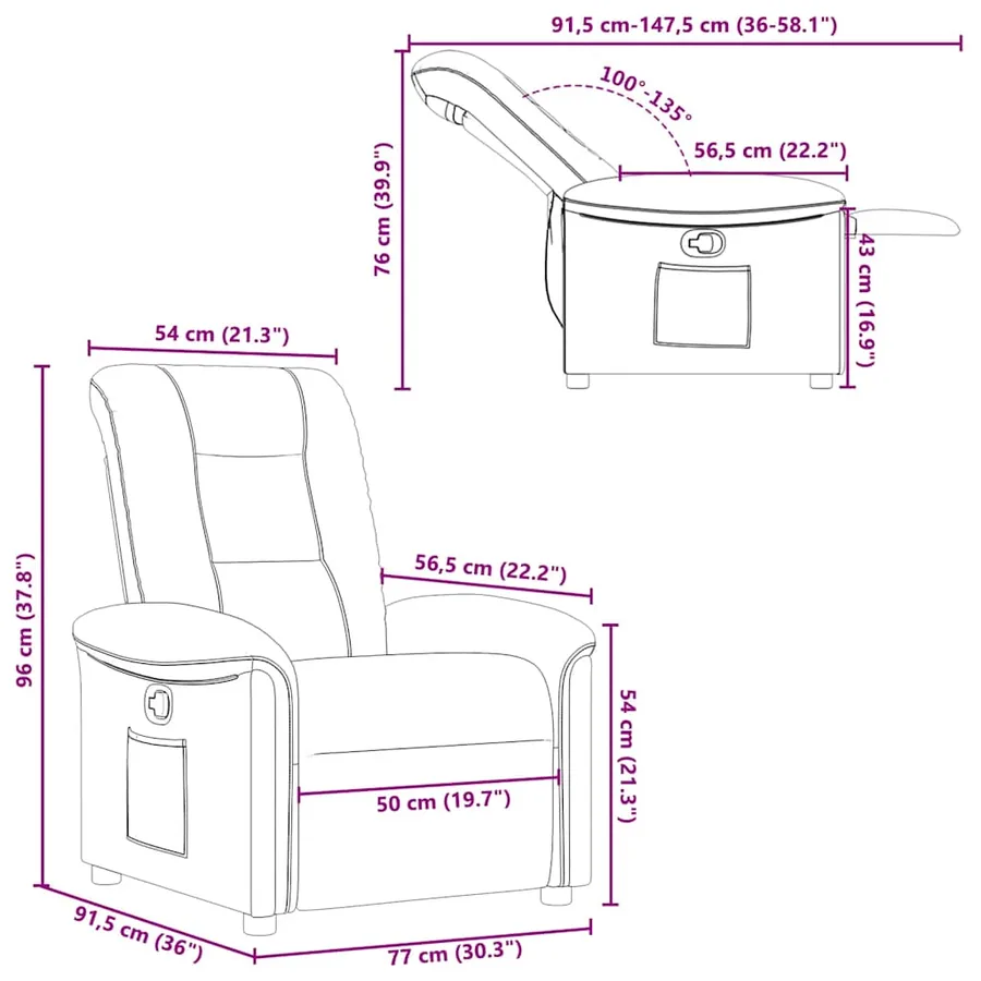 Fauteuil inclinable gris nuage tissu - 12