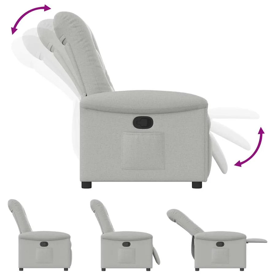 Fauteuil inclinable gris nuage tissu - 6