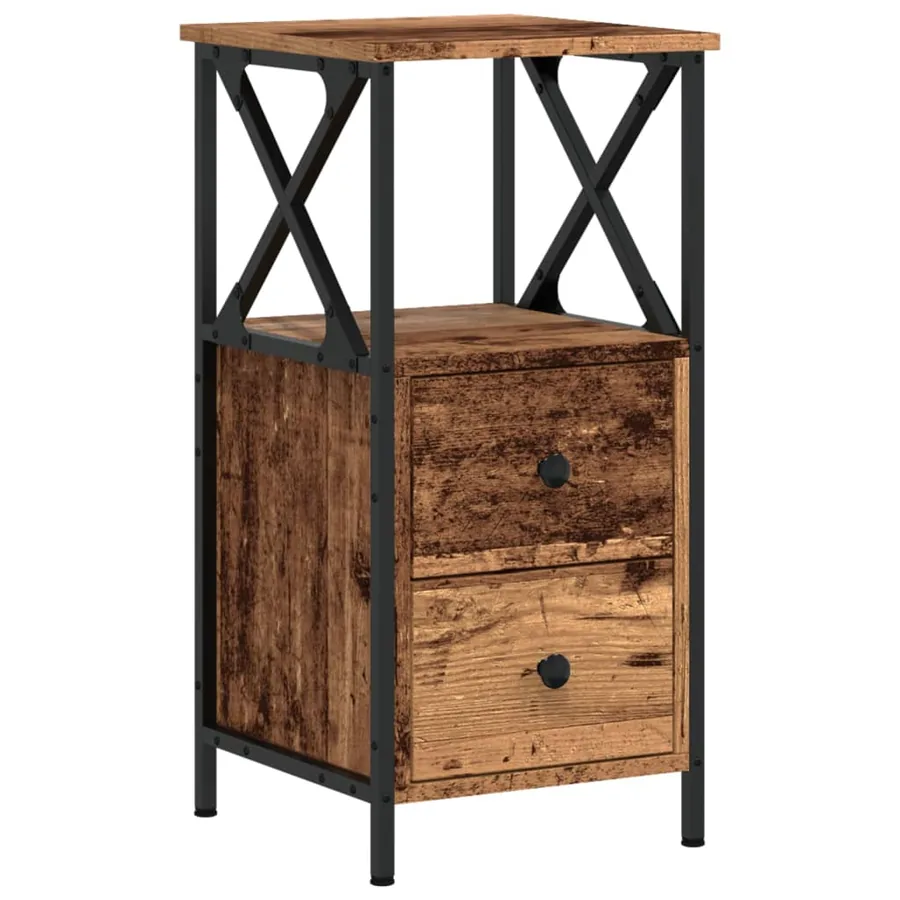 Tables de chevet 2 pcs vieux bois 34x35,5x70 cm bois ingénierie - 5