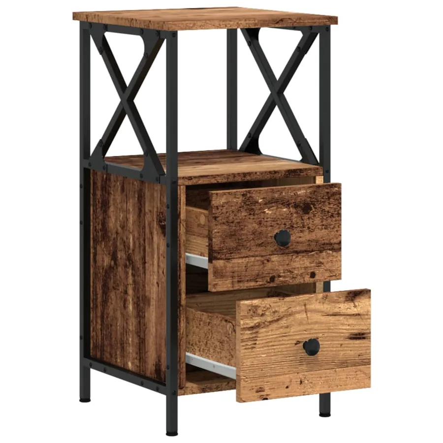 Tables de chevet 2 pcs vieux bois 34x35,5x70 cm bois ingénierie - 9