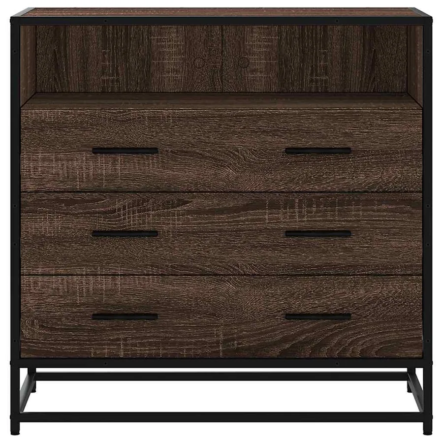 Commode chêne marron 70x41x70 cm bois d'ingénierie - 4