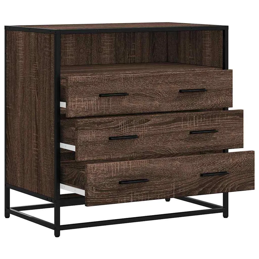 Commode chêne marron 70x41x70 cm bois d'ingénierie - 5