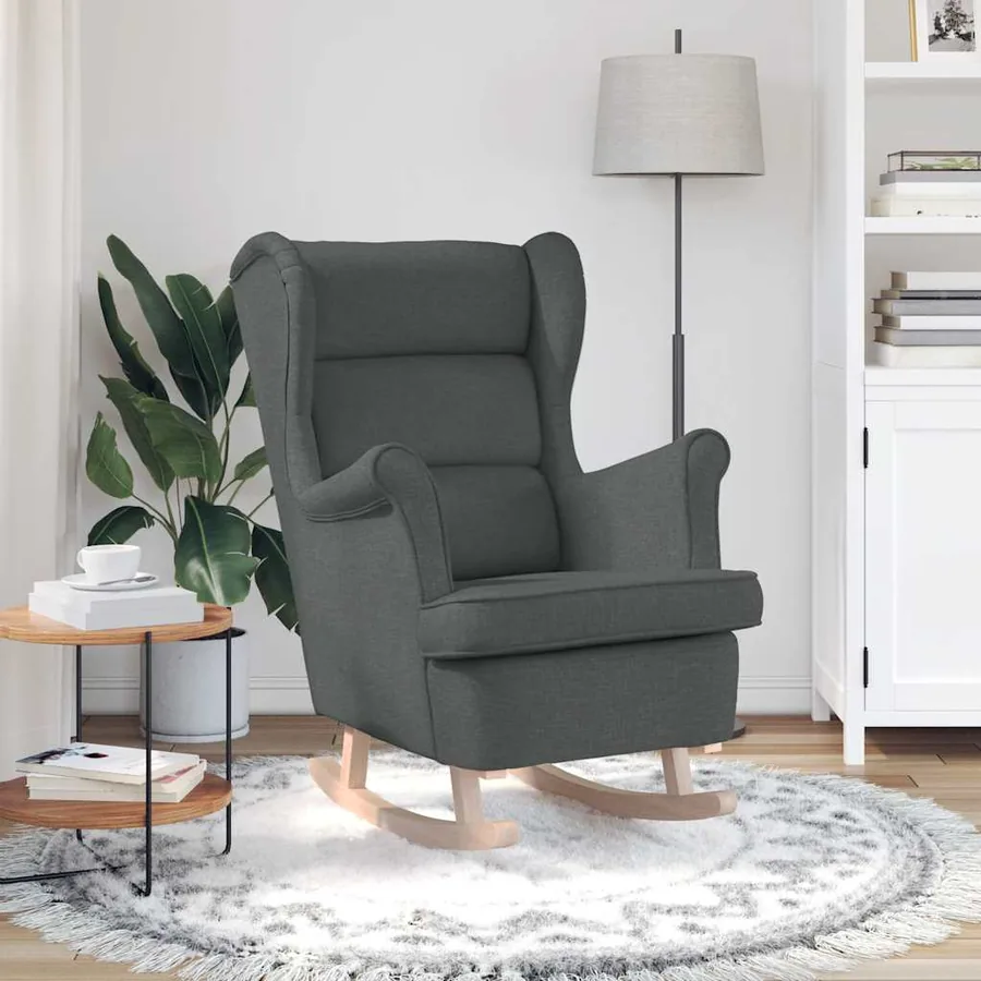 Chaise à bascule gris foncé 74x90x102 cm tissu - 3