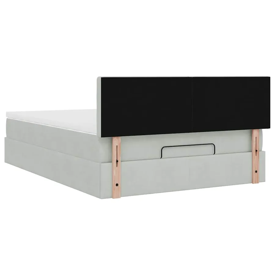 Cadre de lit ottoman avec matelas gris clair 140x200 cm velours - 12