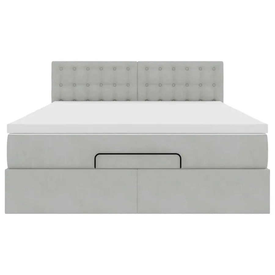 Cadre de lit ottoman avec matelas gris clair 140x200 cm velours - 8