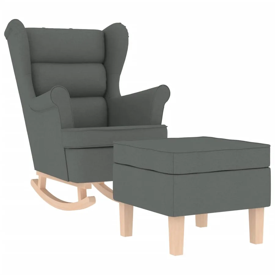 Chaise à bascule avec repose-pied Gris foncé Tissu - 2