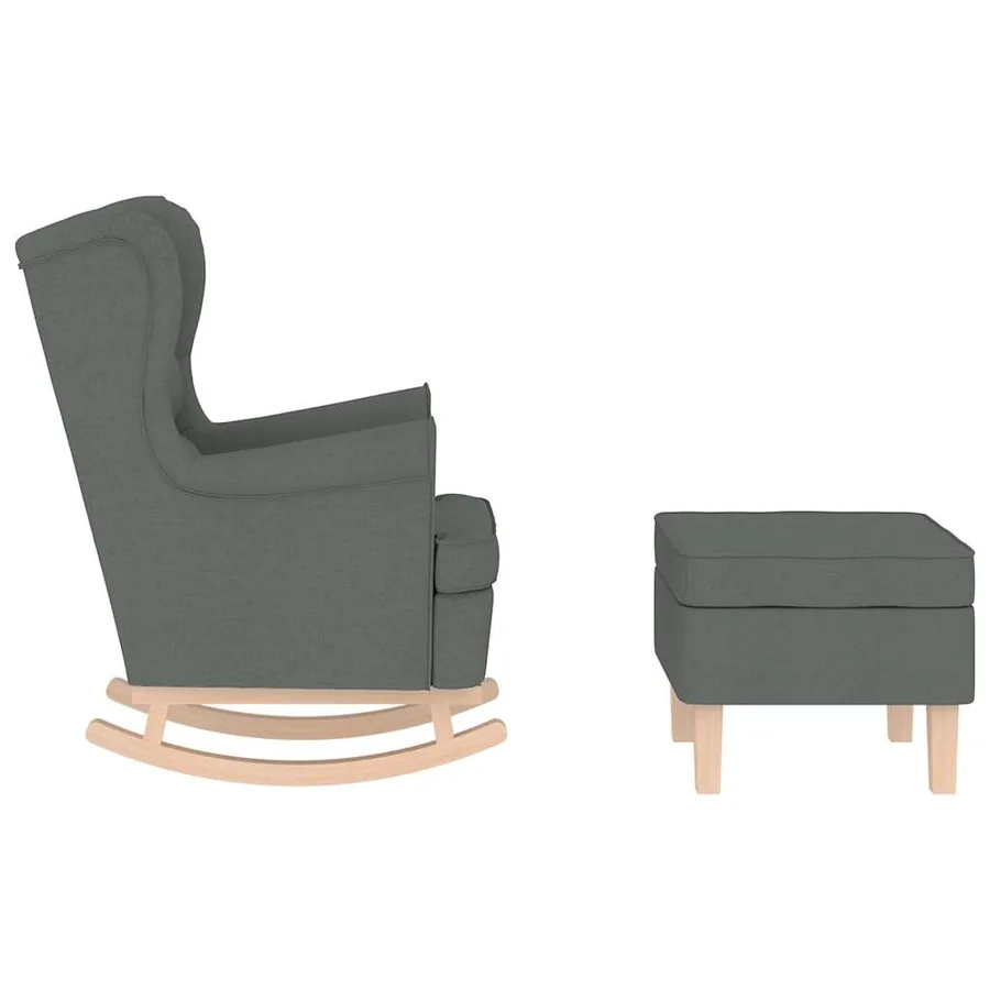Chaise à bascule avec repose-pied Gris foncé Tissu - 5