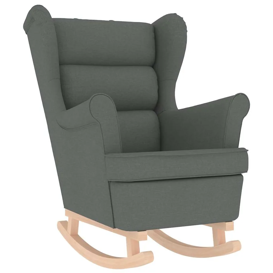 Chaise à bascule avec repose-pied Gris foncé Tissu - 7