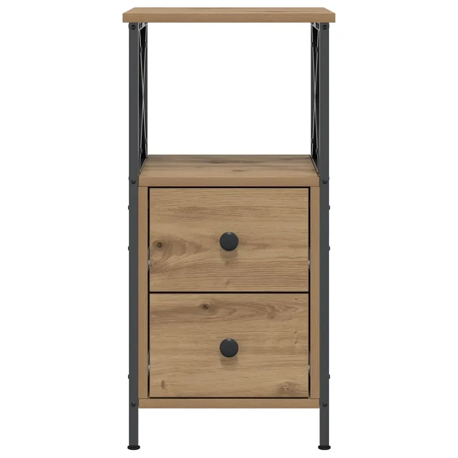 Tables de chevet 2 pcs chêne artisanal bois d'ingénierie - 4