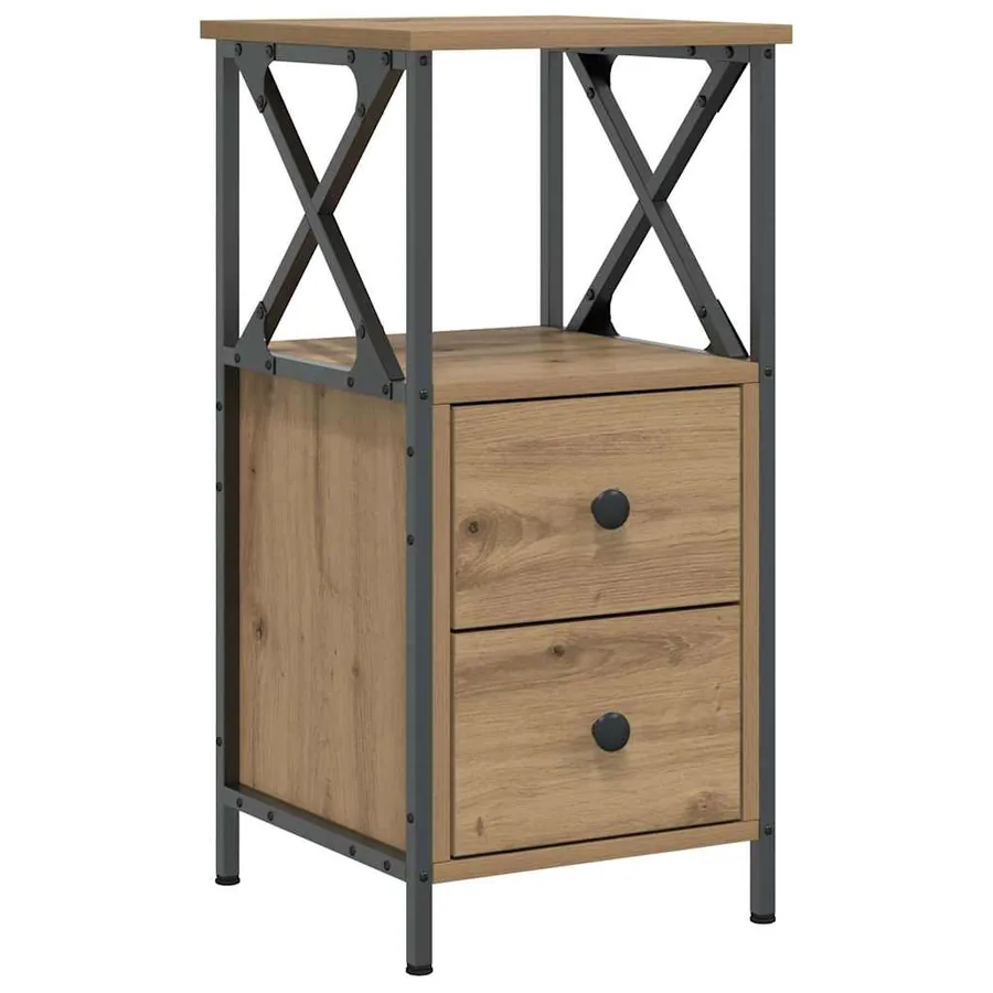 Tables de chevet 2 pcs chêne artisanal bois d'ingénierie - 5
