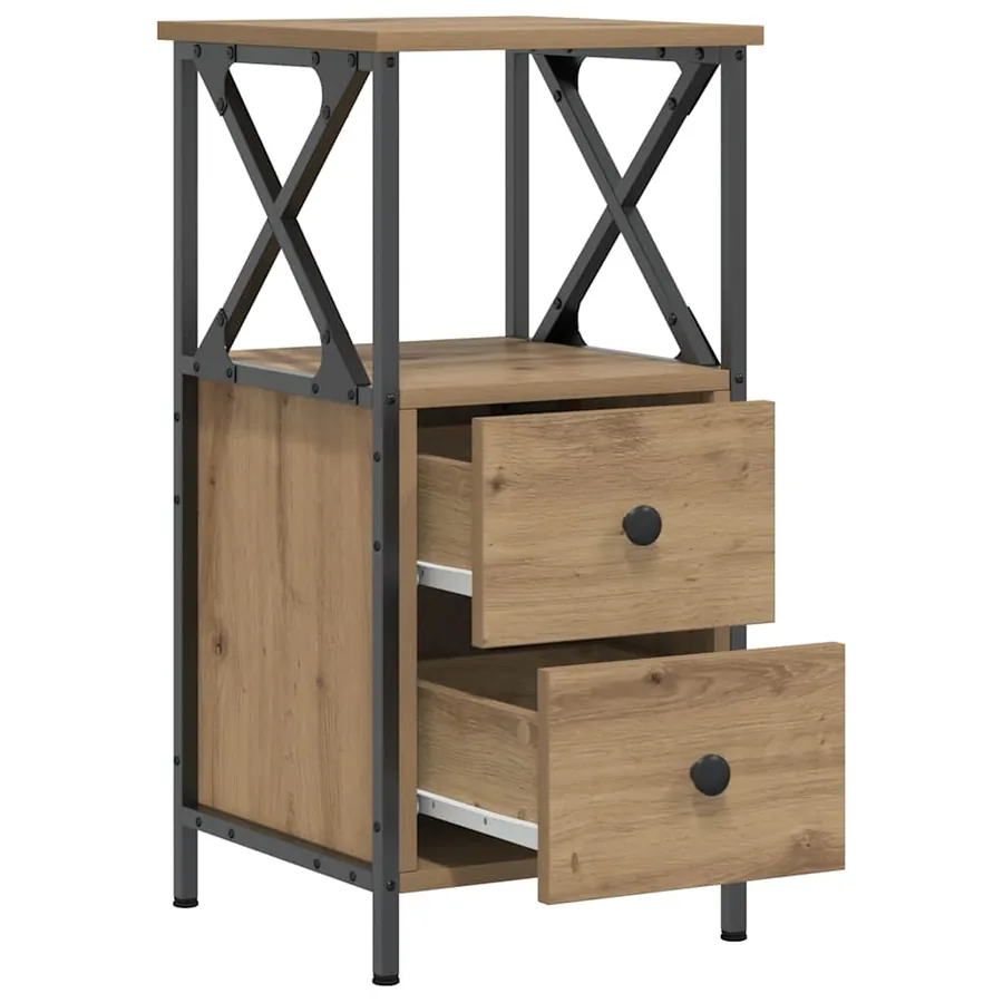 Tables de chevet 2 pcs chêne artisanal bois d'ingénierie - 9