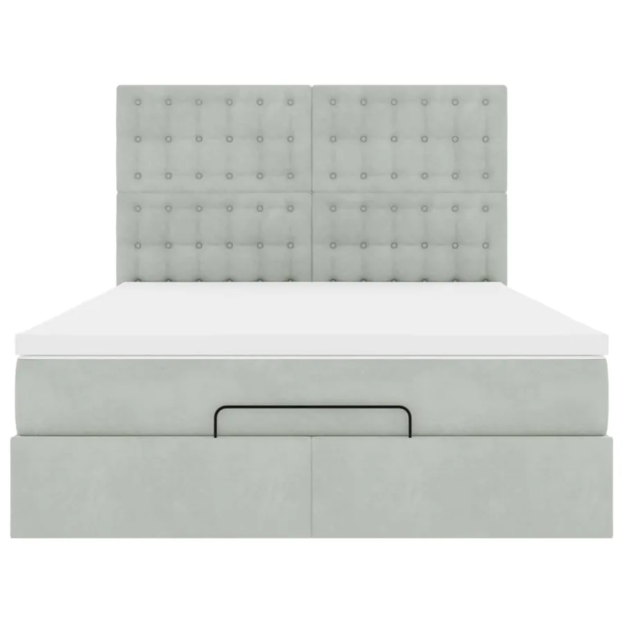 Cadre de lit ottoman avec matelas gris clair 140x200 cm velours - 7