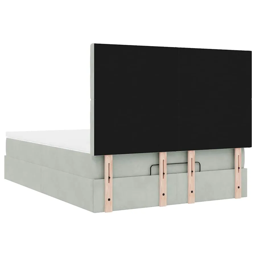 Cadre de lit ottoman avec matelas gris clair 140x200 cm velours - 9
