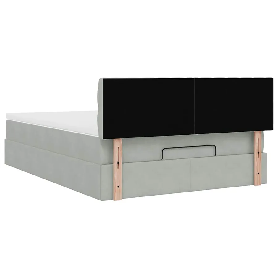 Cadre de lit ottoman avec matelas gris clair 140x200 cm velours - 11