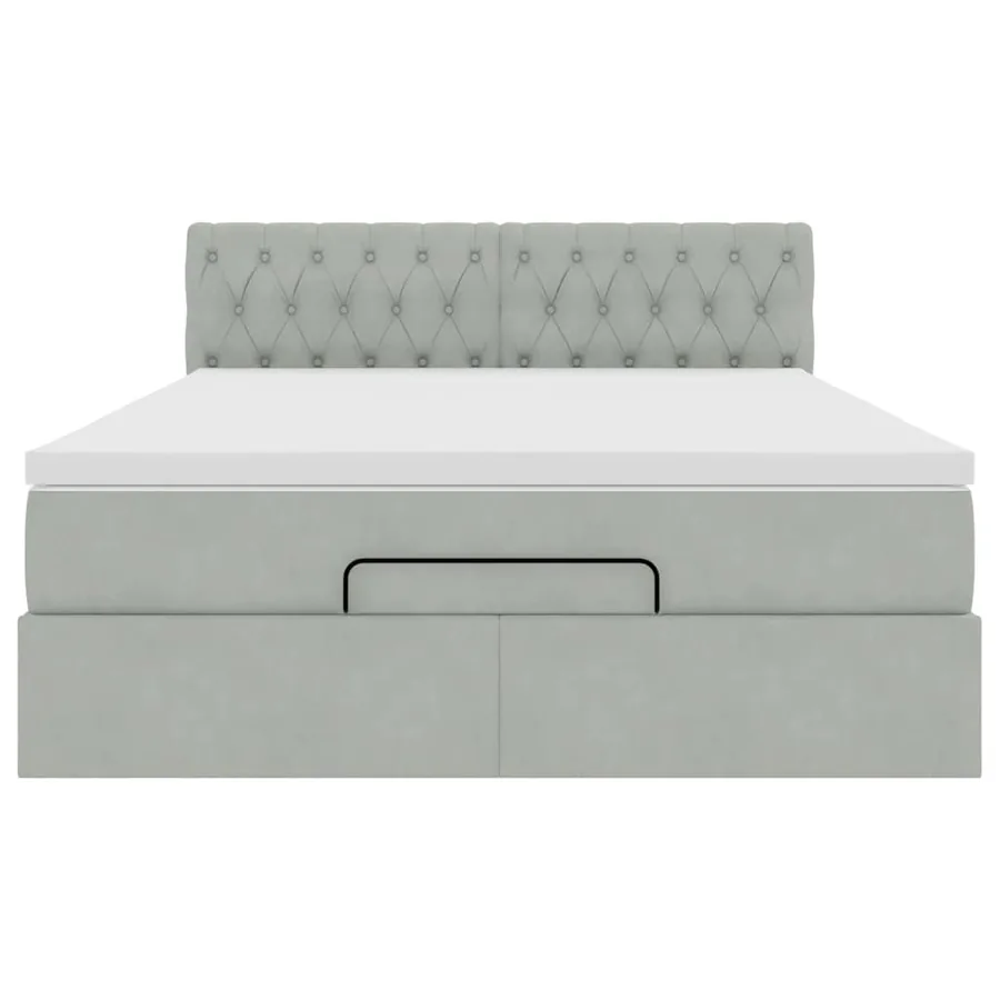 Cadre de lit ottoman avec matelas gris clair 140x200 cm velours - 7