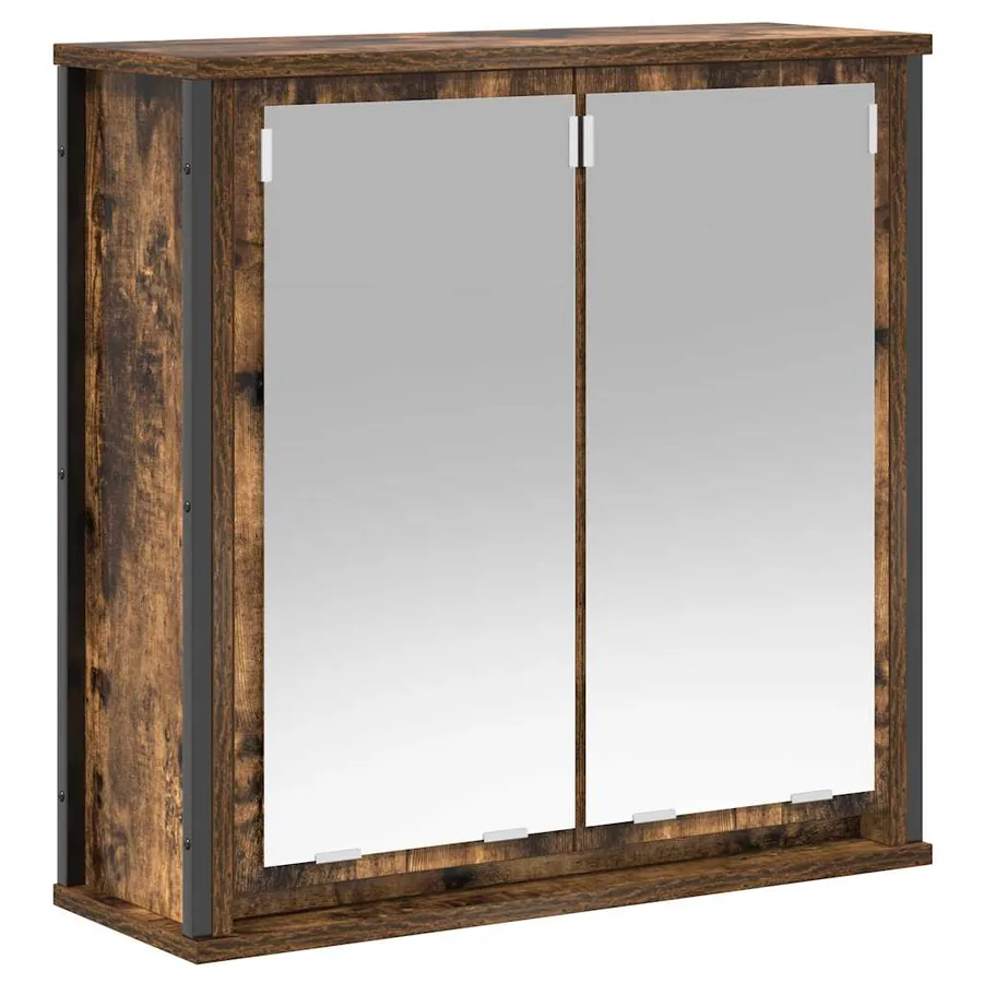 Armoire murale de salle de bain miroir chêne fumé 60x21x60 cm - 2