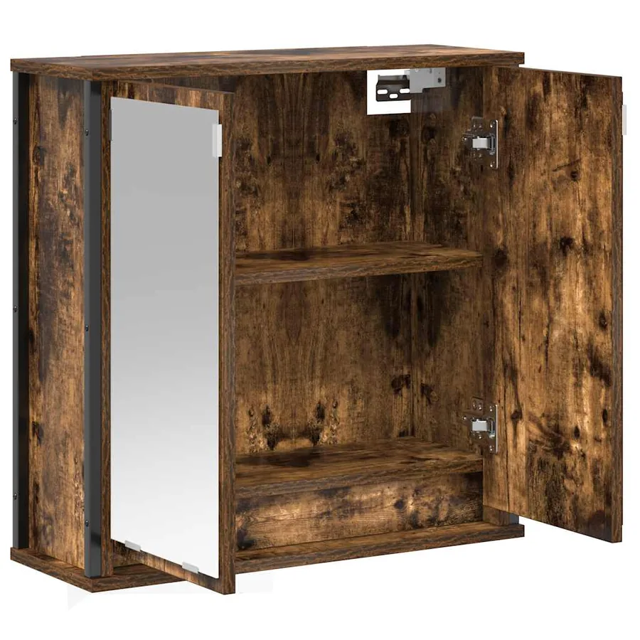 Armoire murale de salle de bain miroir chêne fumé 60x21x60 cm - 4