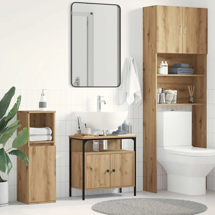 Armoire lavabo de salle de bain chêne artisanal 60x30x60 cm
