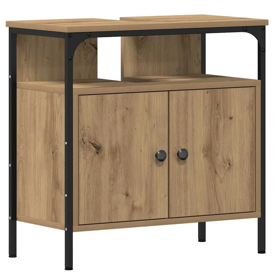 Armoire lavabo de salle de bain chêne artisanal 60x30x60 cm - 2