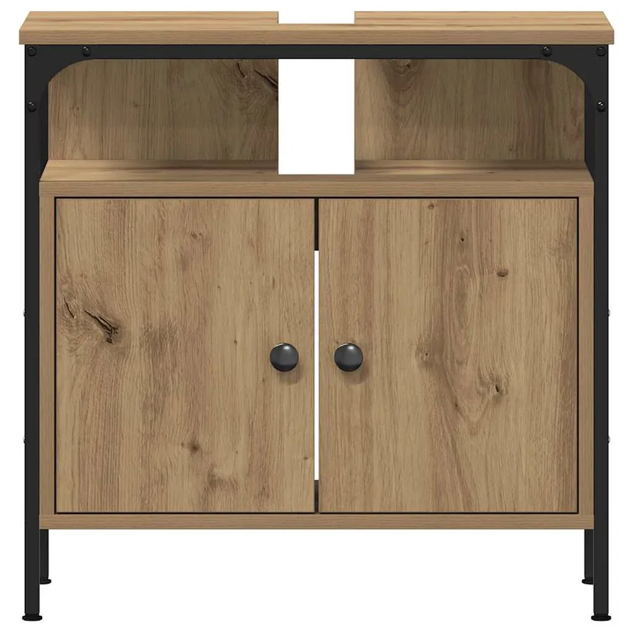 Armoire lavabo de salle de bain chêne artisanal 60x30x60 cm - 5