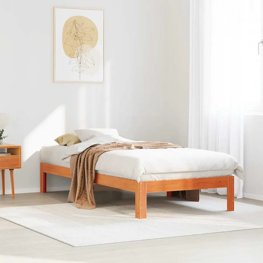 Cadre de lit sans matelas cire marron 80x200 cm bois pin massif - 4