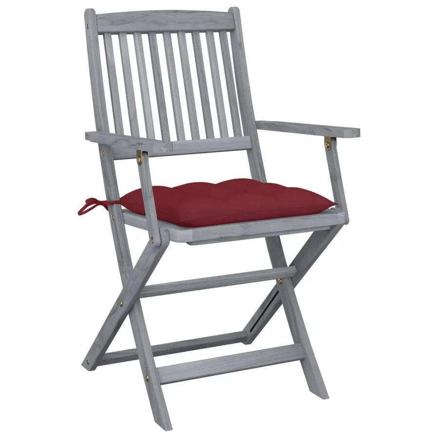 Chaises pliables d'extérieur lot de 4 et coussins Bois d'acacia - 3
