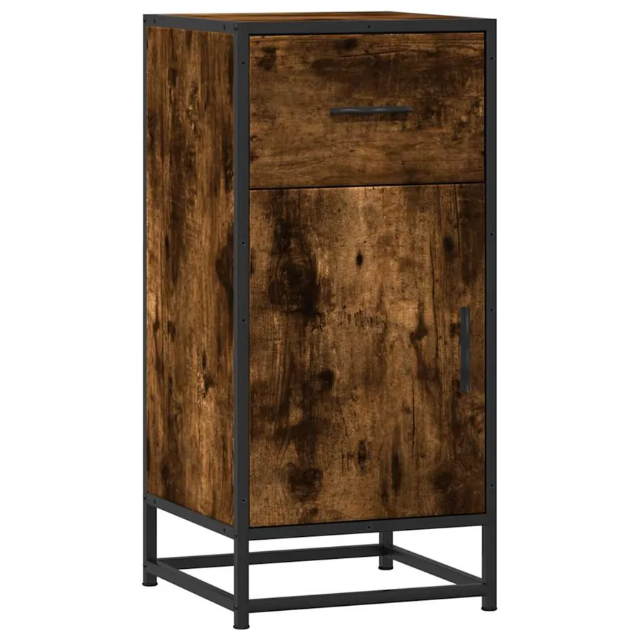 Buffet chêne fumé 35,5x35x76 cm bois d'ingénierie et métal - 2