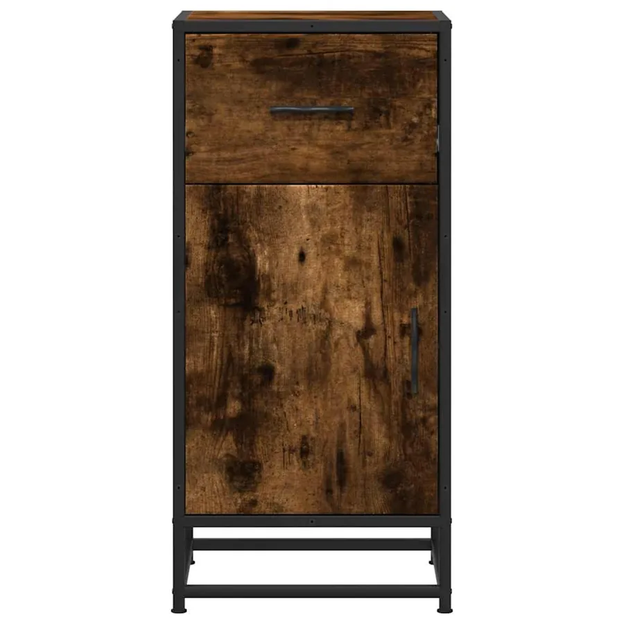 Buffet chêne fumé 35,5x35x76 cm bois d'ingénierie et métal - 4