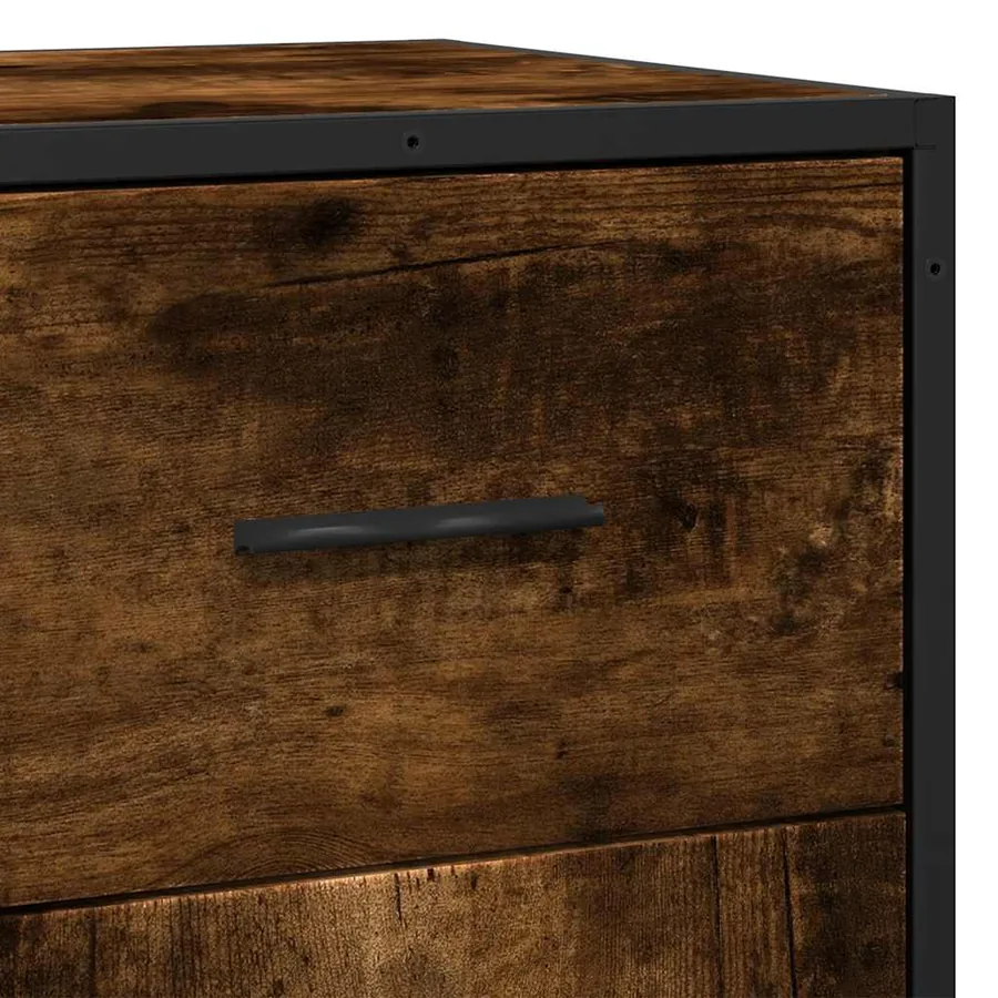 Buffet chêne fumé 35,5x35x76 cm bois d'ingénierie et métal - 9