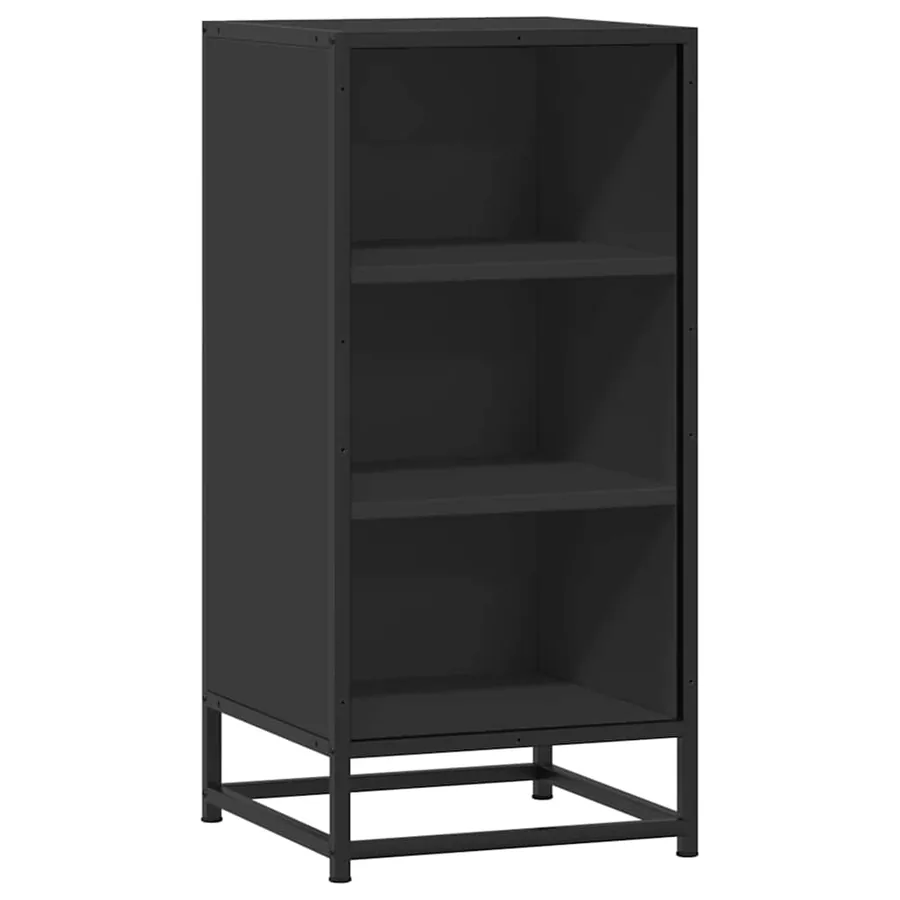 Buffet noir 35,5x35x76 cm bois d'ingénierie et métal - 2