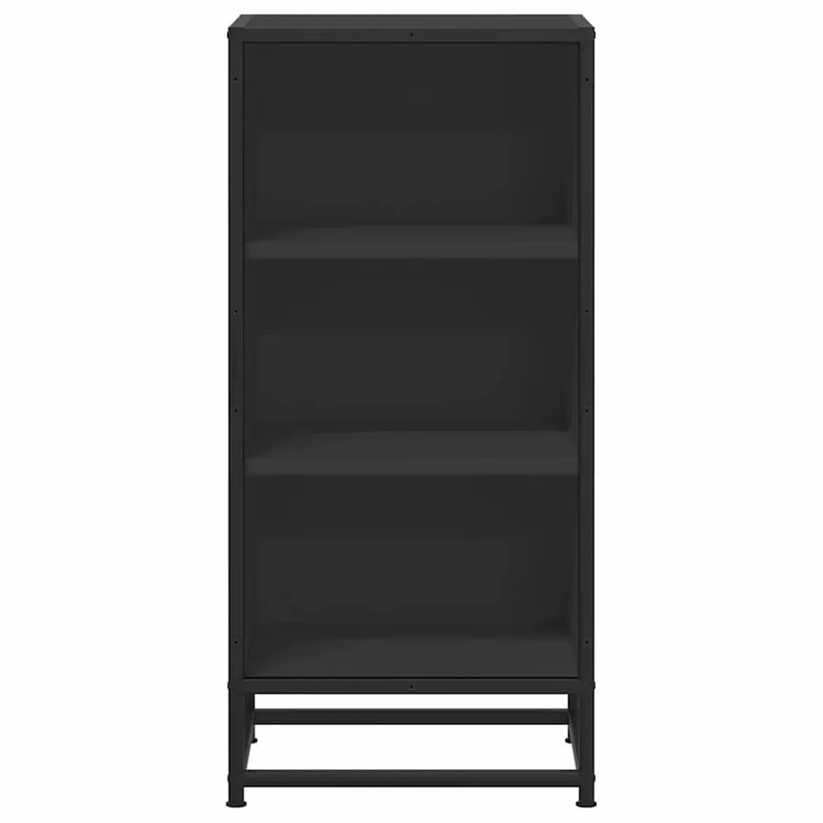 Buffet noir 35,5x35x76 cm bois d'ingénierie et métal - 4