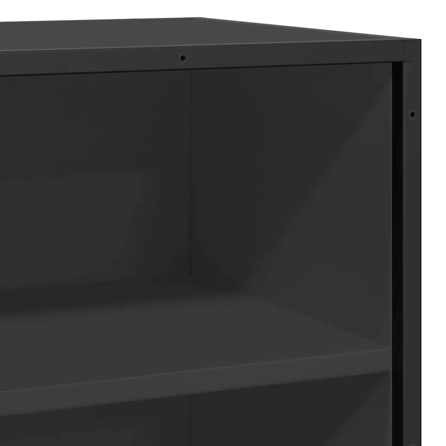 Buffet noir 35,5x35x76 cm bois d'ingénierie et métal - 7
