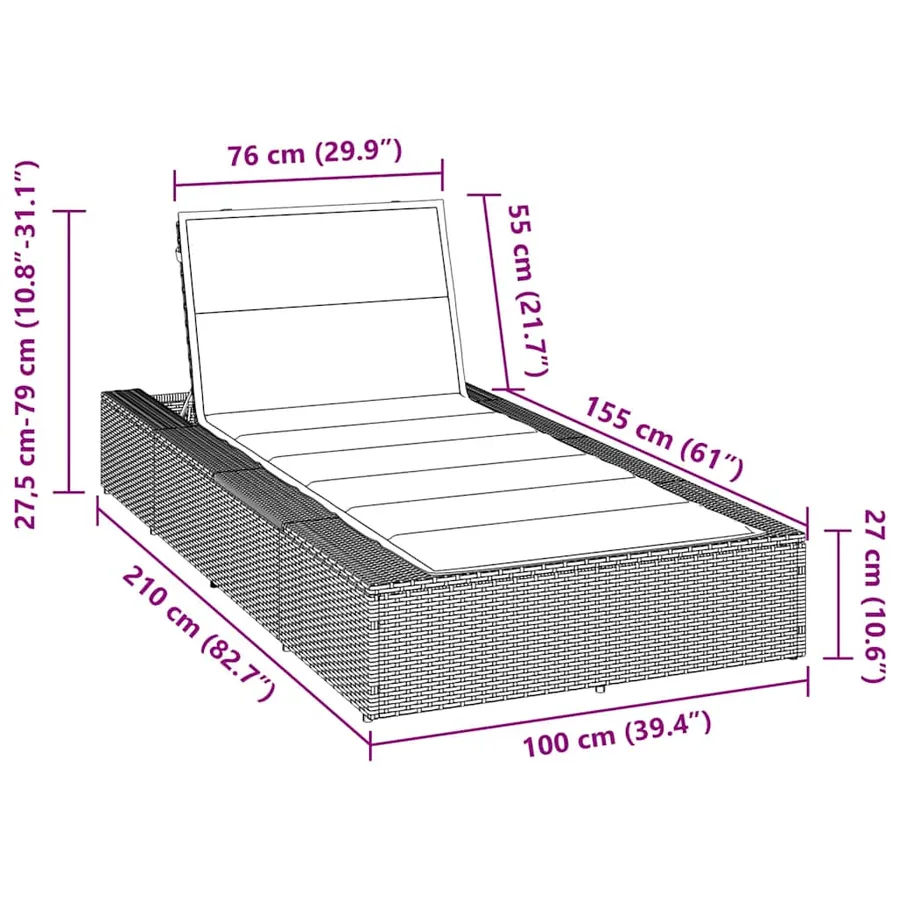 Transat avec coussin flottant gris résine tressée - 103