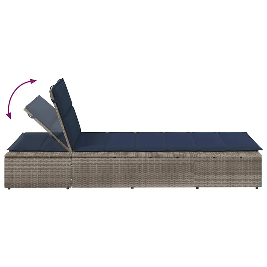 Transat avec coussin flottant gris résine tressée - 48