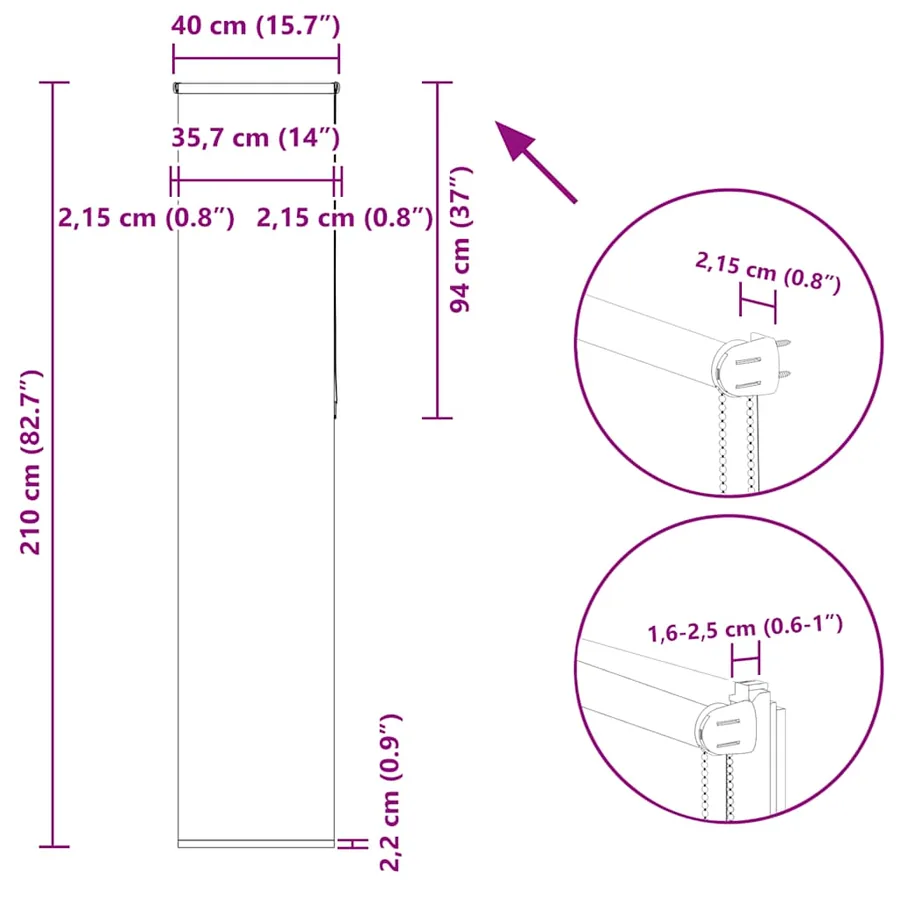 Store enrouleur occultant largeur du tissu 35,7 cm polyester - 18