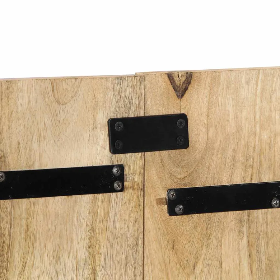 Tête de lit 120 cm bois de manguier brut massif - 9