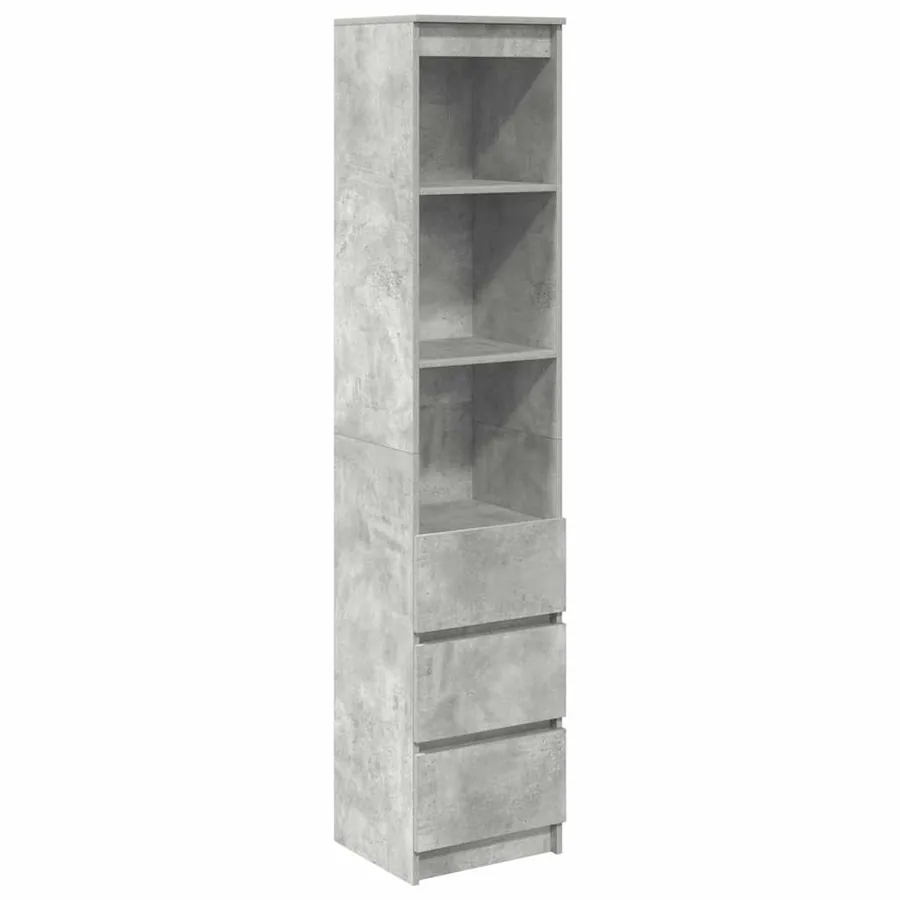 Buffet haut gris béton 37,5x35x180 cm bois d'ingénierie - 2