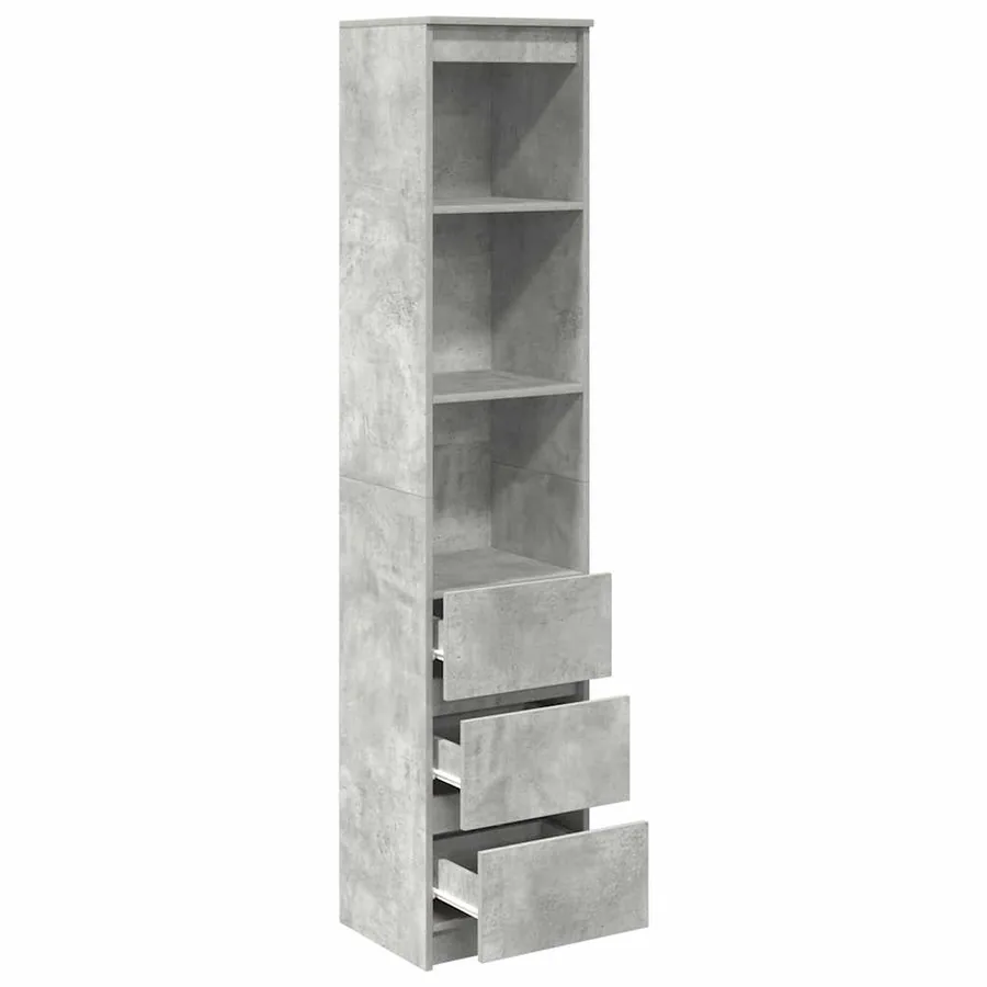 Buffet haut gris béton 37,5x35x180 cm bois d'ingénierie - 5