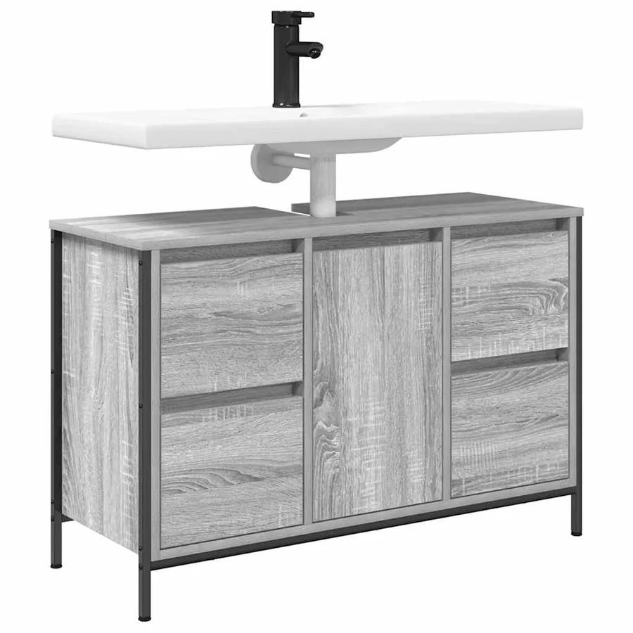Meuble sous-vasque avec tiroirs sonoma gris 90x34,5x60cm - 4