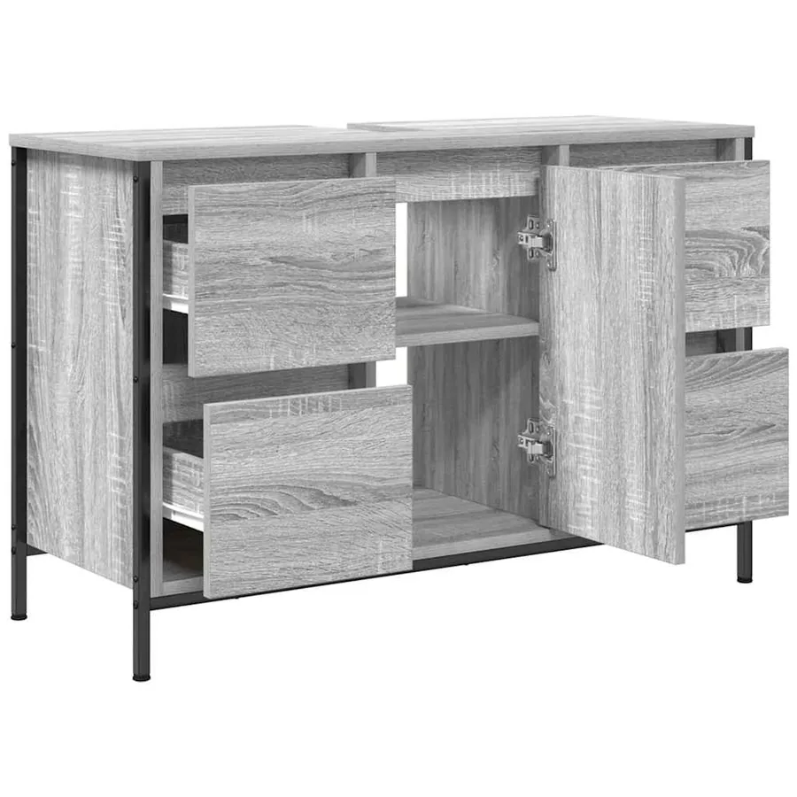 Meuble sous-vasque avec tiroirs sonoma gris 90x34,5x60cm - 5