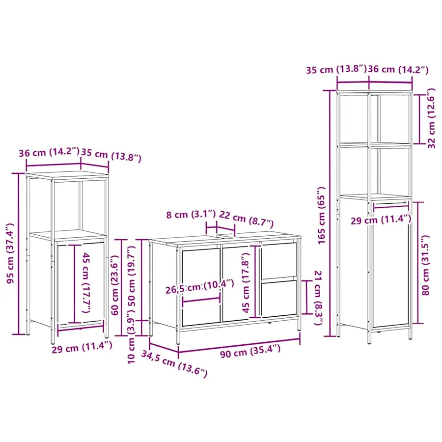 Ensemble de mobilier de salle de bain 3 pcs Chêne noir - 13