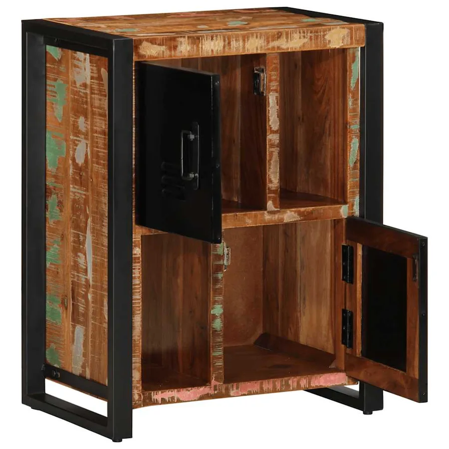 Buffet multicolore 55x35x70 cm bois massif récupération - 5