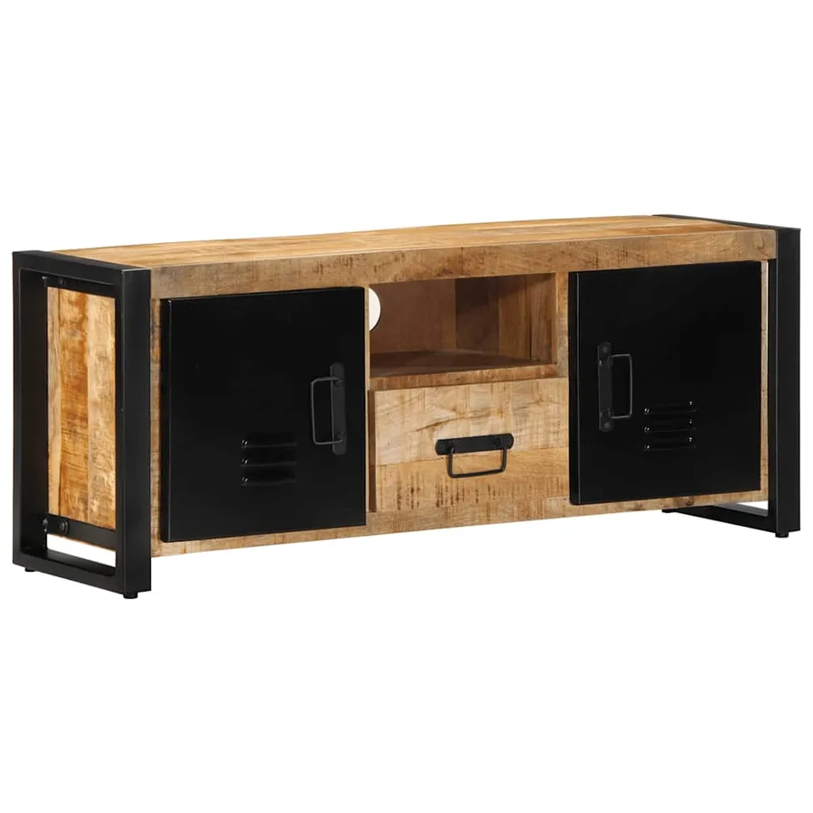 Meuble TV 100x30x40 cm bois massif de manguier brut - 10