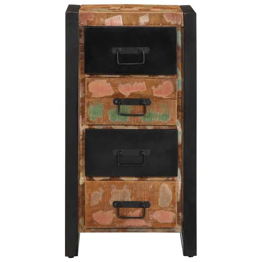 Armoire à tiroir multicolore 40x40x75 cm bois de récupération - 2