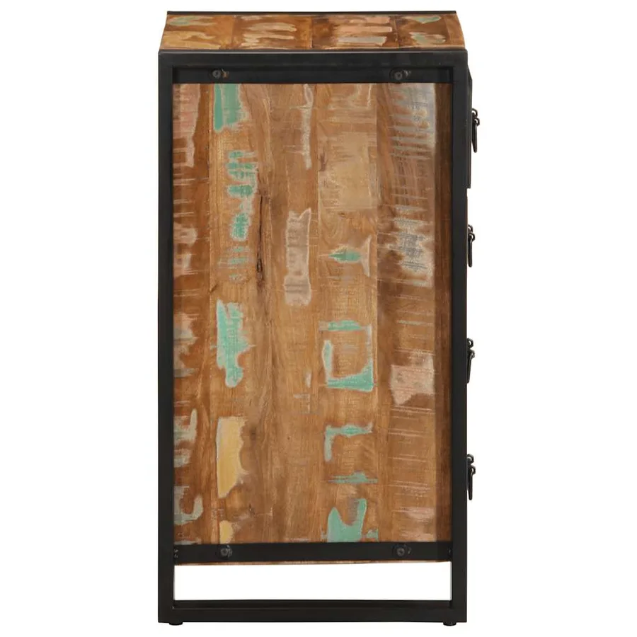 Armoire à tiroir multicolore 40x40x75 cm bois de récupération - 6