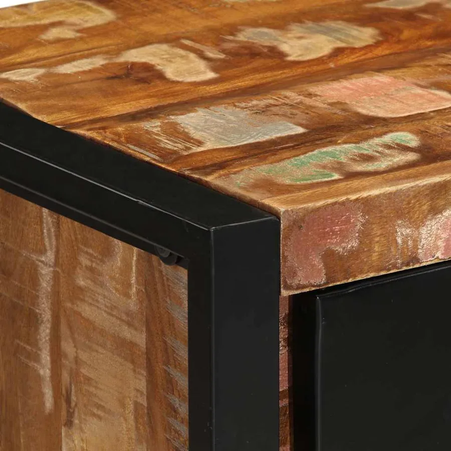 Armoire à tiroir multicolore 40x40x75 cm bois de récupération - 8