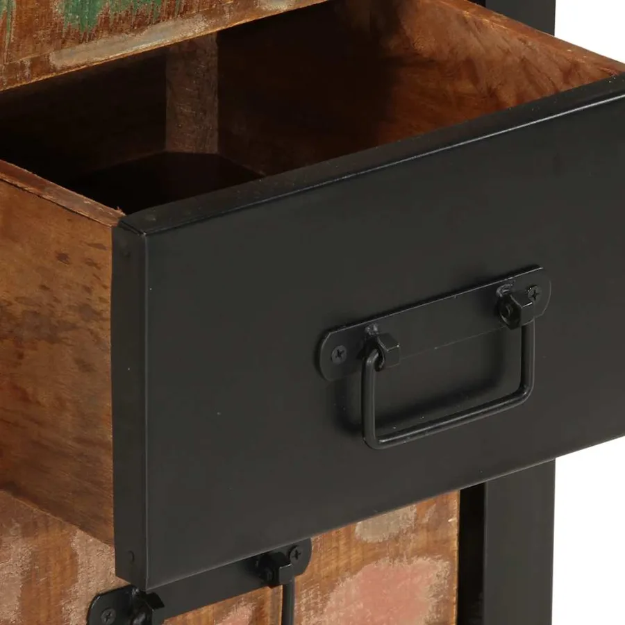Armoire à tiroir multicolore 40x40x75 cm bois de récupération - 9