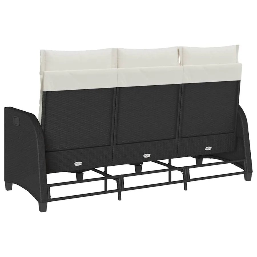 Canapé de jardin inclinable coussins forme de L noir polyrotin - 7