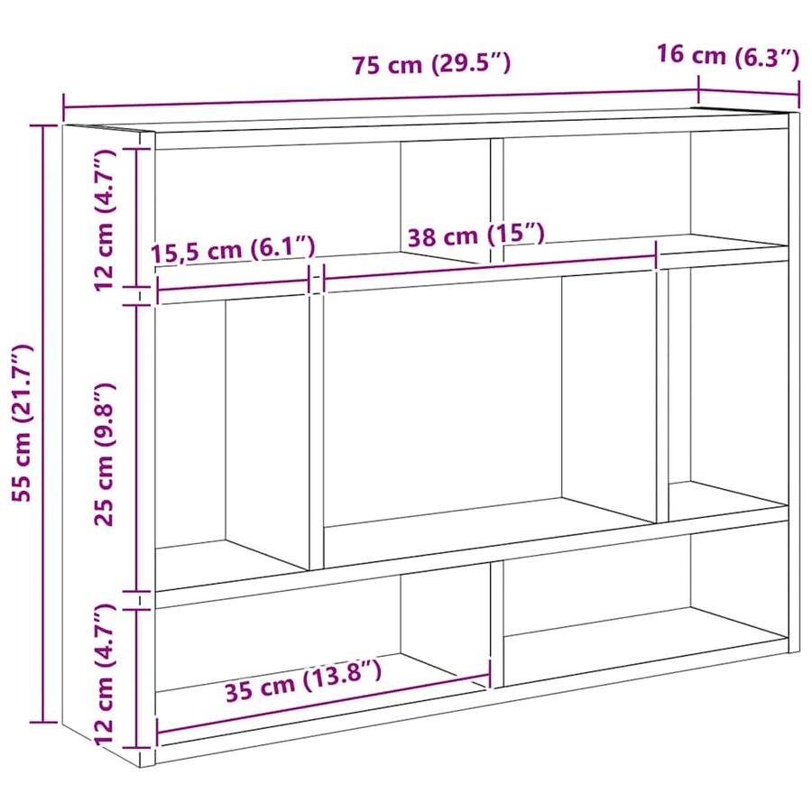 Étagère murale en bois ancien 75 x 16 x 55 cm bois d'ingénierie - 10